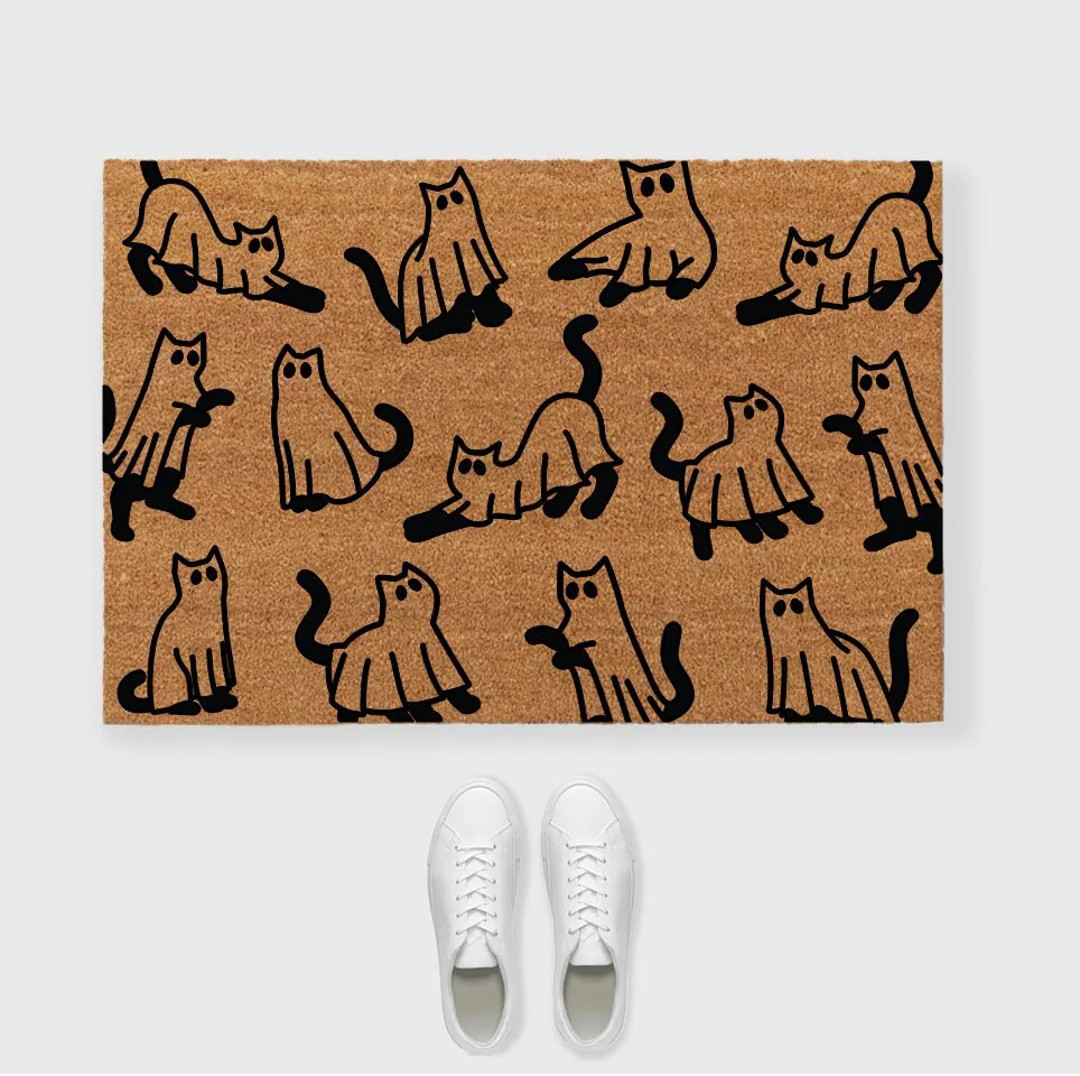Cat Ghosts Halloween Doormat,Cat Ghost Doormat,Ghosts Doormat,Cat Halloween Doormat,Cat Doormat,G... | Etsy (US)
