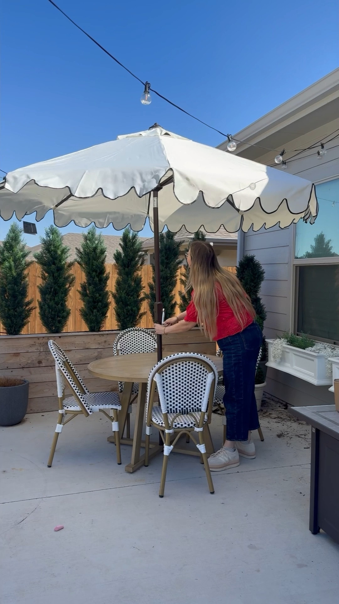 Updating my patio with this black and white scalloped patio umbrella for Spring 

#LTKWatchNow #LTKSeasonal #LTKHome