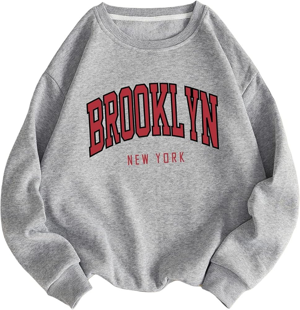 COZYEASE Women's Letter Graphic Print Crewneck Sweatshirt Casual Long Sleeve Drop Shoulder Pullov... | Amazon (US)