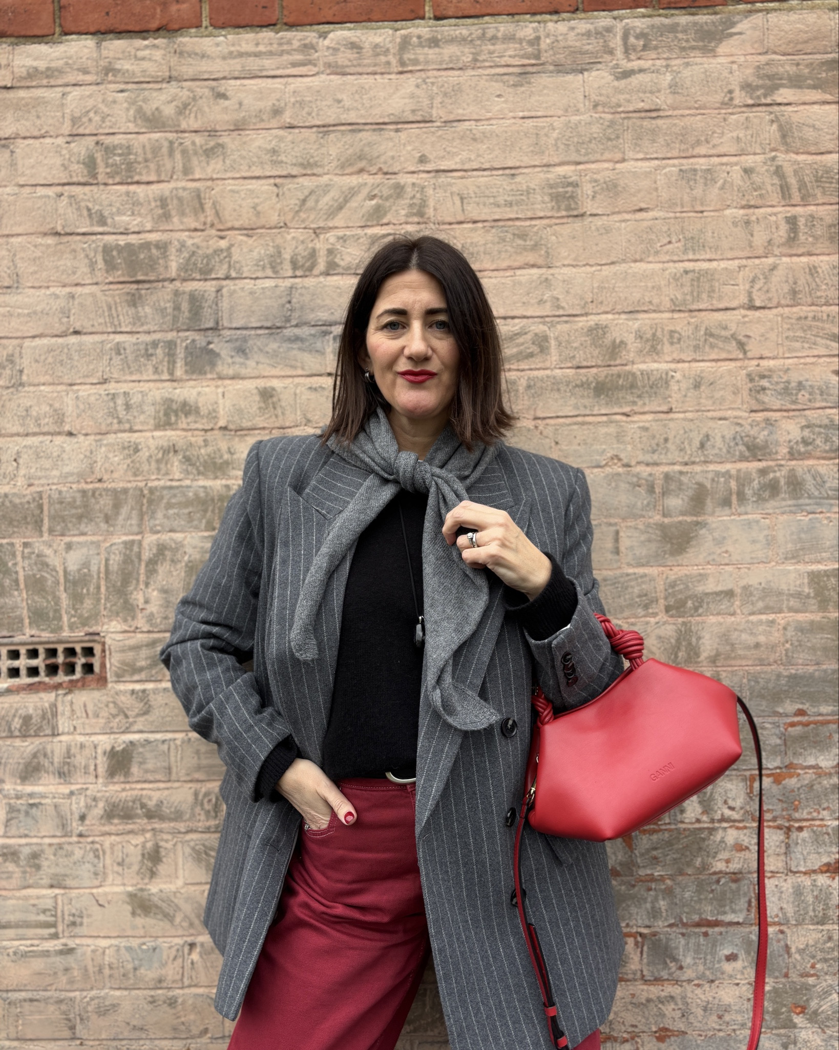Work outfit - red jeans & grey blazer styling 

#LTKFashionMonth