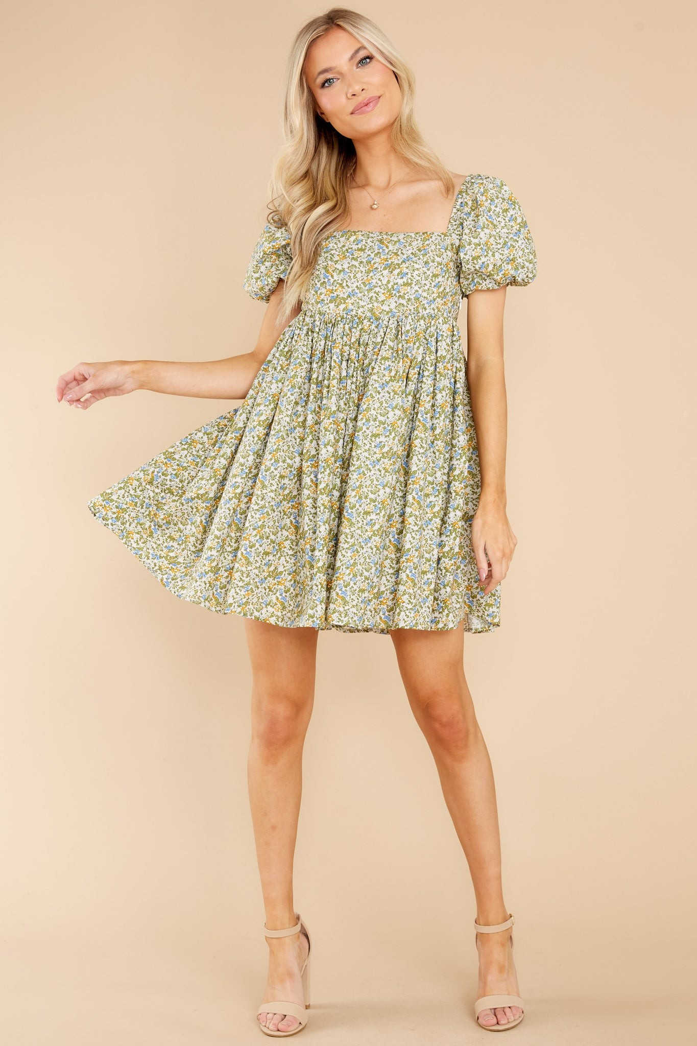 Forces of Nature Green Floral Print Dress | Red Dress 