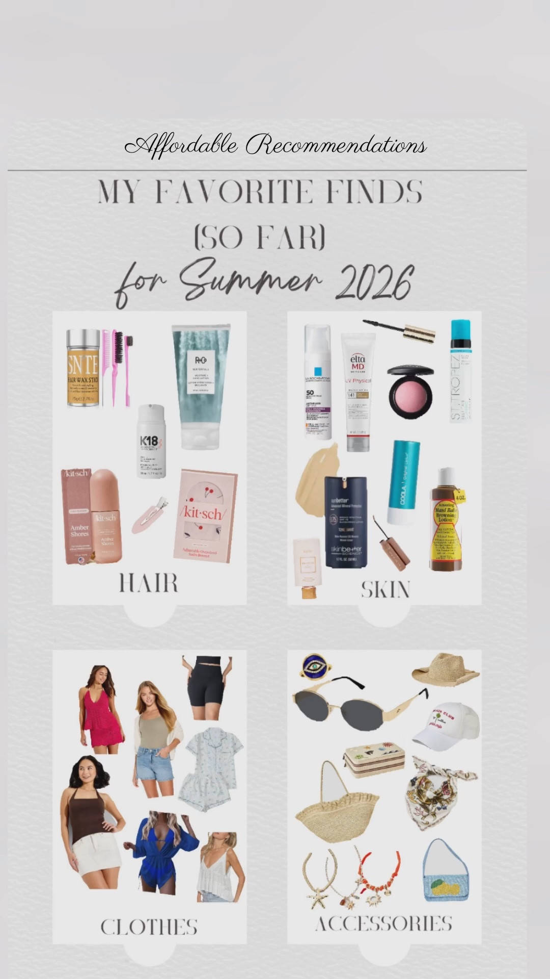 HELLO JUNE!!!
My must have list for SUMMER ☀️ 
All tried & true favorite & super affordable - so I’m sharing with you🫶🏼

• everything you need this summer for easy hairstyles & products to keep your hair safe & healthy through all sun & pool water damage
• my go-to face products during the spring and summer for warm weather skincare. All things from tinted mineral SPF, self tanners, to the prettiest glowy make up
• my favorite fashion finds so far (most of these are on sale including my go to biker shorts for the gym and my favorite halter top is under $10😱)
• can’t forget the trendiest jewelry, sunglasses, hats & accessories for everyday style or beach vacations

#LTKWomens #LTKsummer #Skincare #HairCare #travel #beachvacationoutfits #beachdays #spf #glow #skinscience #accessories #sunlesstanning #mac #k18 #slickback #makeuplook #amazonfashion #targetfashion #wildfable #kitsch #bikershorts #gymoutfit #datenightoutfits

#LTKBeauty #LTKBeauty #LTKSwim #LTKSaleAlert #LTKootd #LTKgrwm