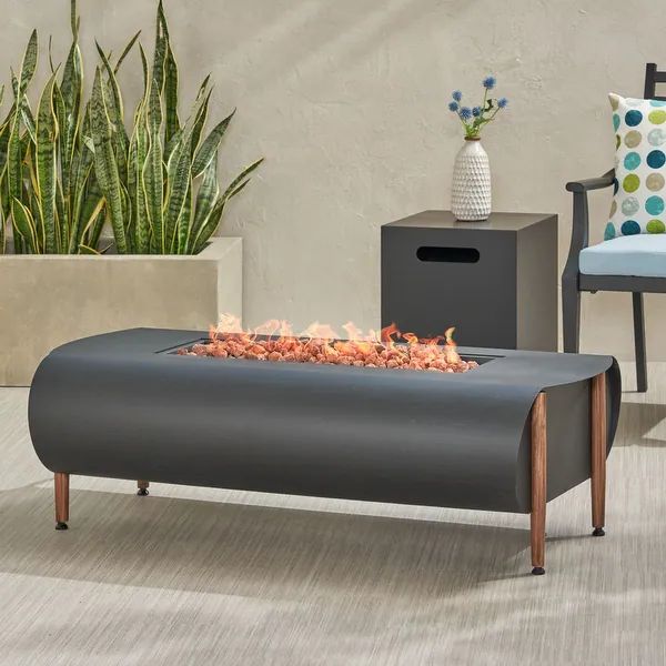 Vernon Outdoor Outdoor 50000 BTU Rectangular Fire Pit with Tank Holder by Christopher Knight Home... | Bed Bath & Beyond