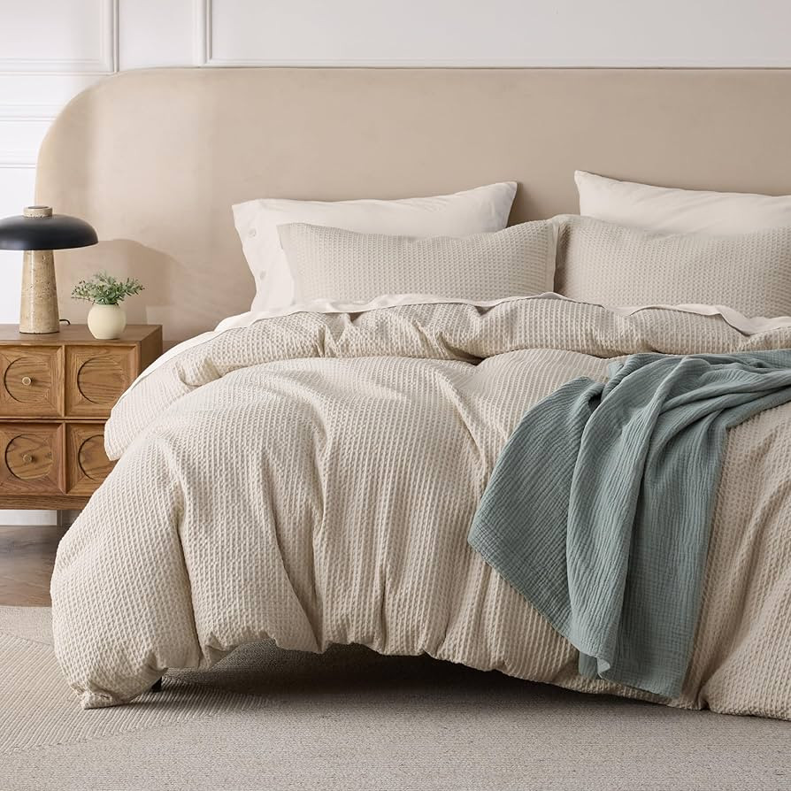 Bedsure Cotton Duvet Cover Set - 100% Cotton Waffle Weave Beige Duvet Cover Oversized King Size, ... | Amazon (US)