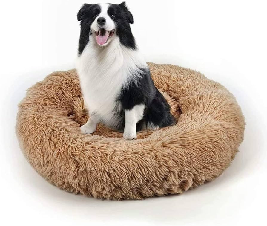 DogBaby Dog Bed, Calming Dog Beds, Anti-Anxiety Donut Cuddler Warming Cozy Soft Round Bed, Fluffy... | Amazon (US)