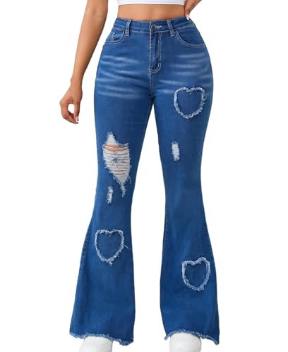 Flare Jeans for Women Bell Bottom Jeans High Waisted Slimming Stretchy Denim Pants(X-Large, SkyBlue) | Amazon (US)