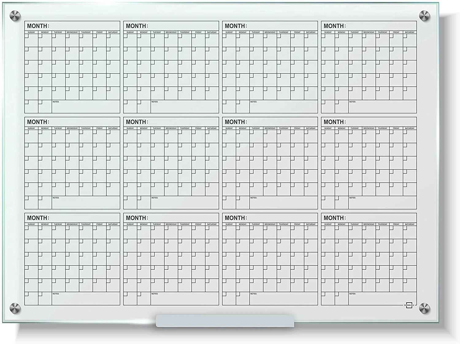 Wall Mounted Monthly Glass Calendar 34" x46" | Wayfair North America