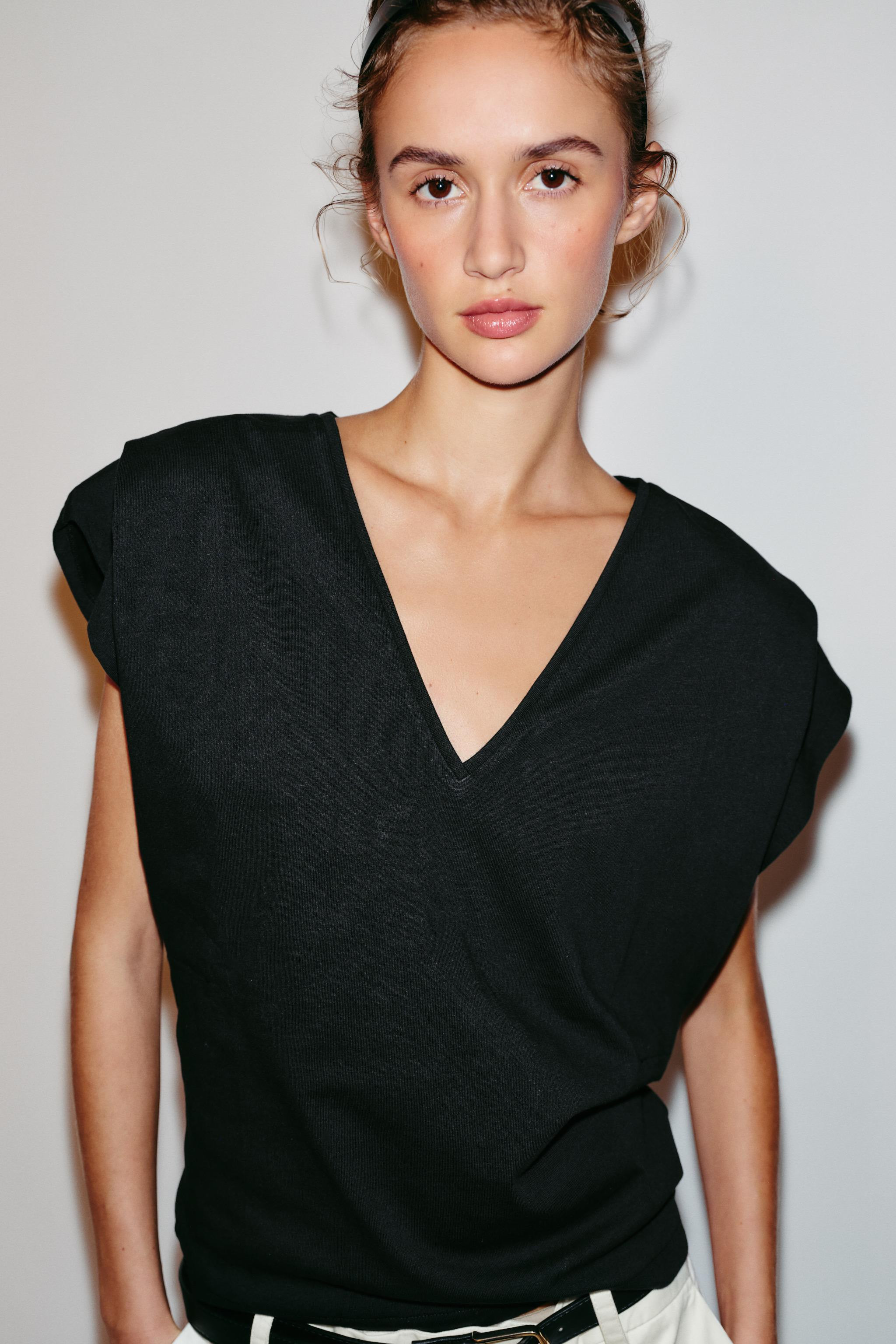 COTTON V-NECK T-SHIRT | Zara UK