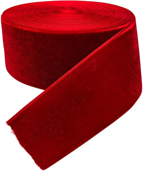 Chenkou Craft 5Yards 1 1/2" (40mm) Red Velvet Ribbon Bulk Christmas Decor (Red, 1 1/2"(40mm)) | Amazon (US)