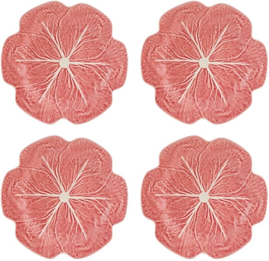 Bordallo Pinheiro Pink Cabbage Dinner Plate Set of 4 Large Pink Leaf Motif Earthenware Handcrafte... | Amazon (US)