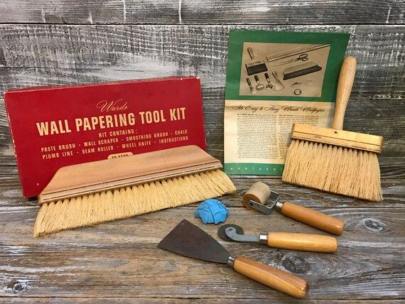 Vintage Wards Wall Papering Tool Kit, Crafting Wall Art, Old Wallpaper | Etsy (US)