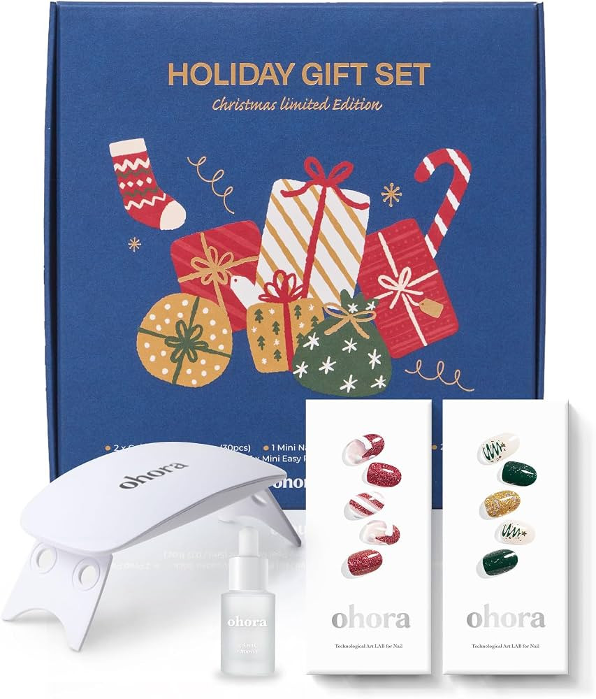 ohora Semi Cured Gel Nail Strips ([2025 Christmas Set] N Santa Cane & N Christmas Magic) - Works ... | Amazon (US)