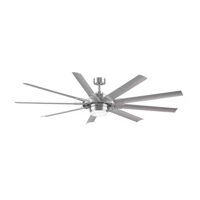 Fanimation Studio Collection Slinger v2 72-in Brushed nickel LED Indoor/Outdoor Ceiling Fan with ... | Lowe's