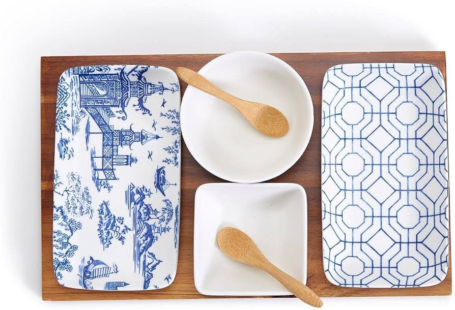 Two's Company Chinoiserie 7 Pieces Tidbits and Tapas Serving Set | Amazon (US)