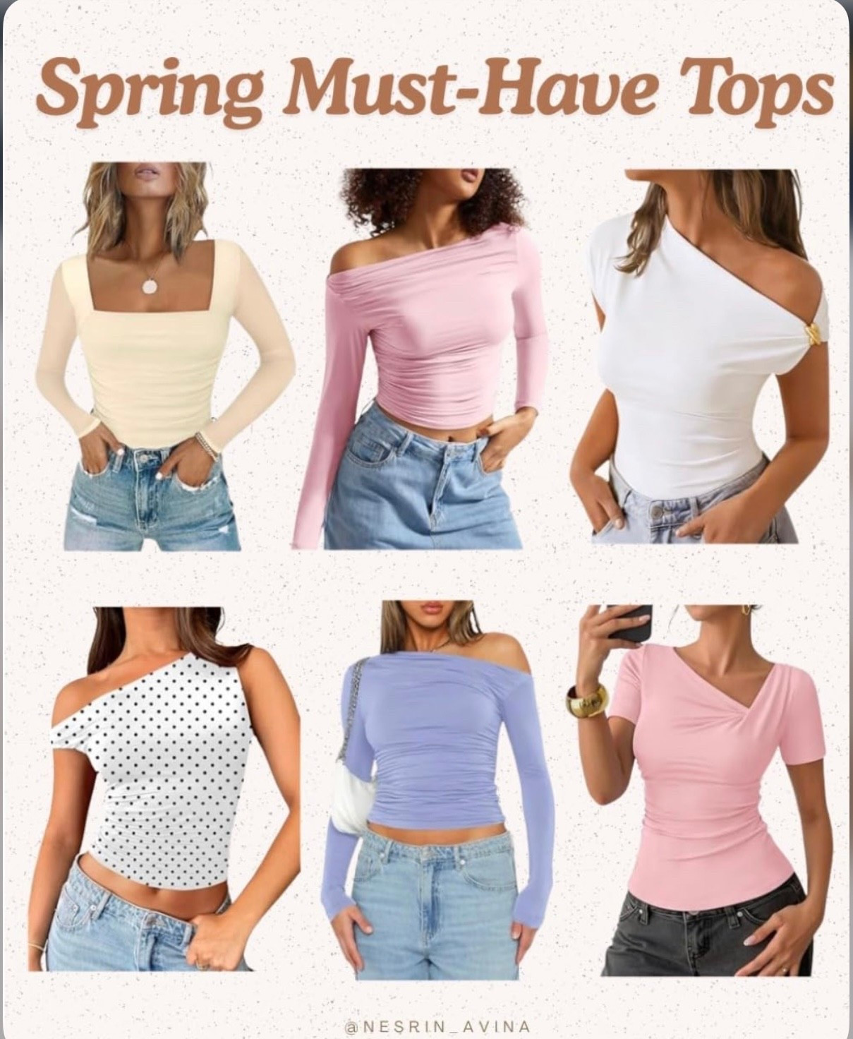 Pastel tops
Spring tops
Summer tops
