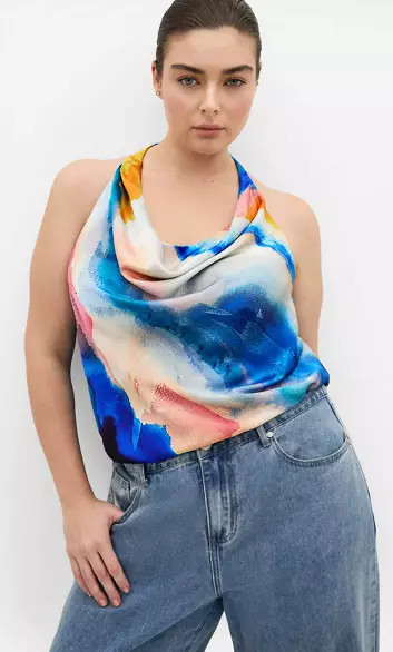 Chloe Facet Print Cowl Neck Top | Belk