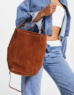 Urbancode – Beuteltasche in Hellbraun aus Leder und Wildleder | ASOS (Global)