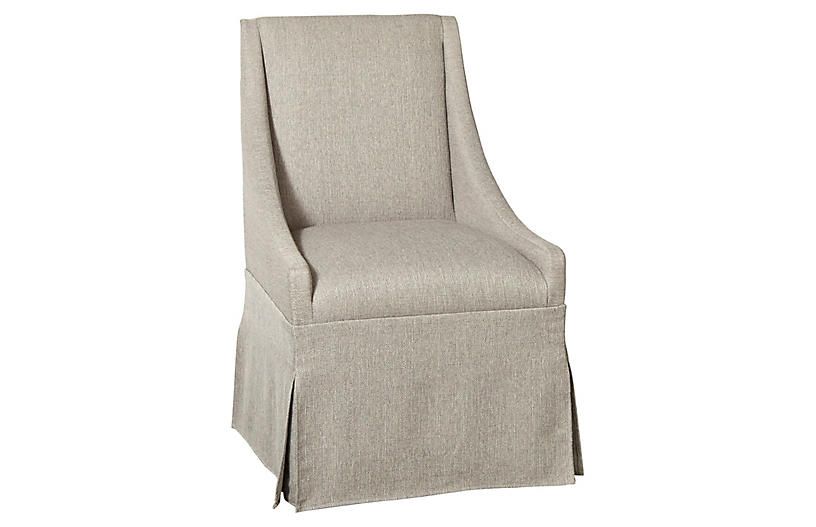 Towsend Skirted Armchair, Silver Gray Linen | One Kings Lane