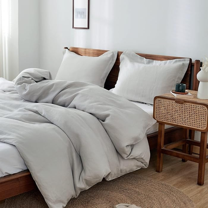 Simple&Opulence 100% Linen Duvet Cover Set 3pcs Basic Style Natural French Washed Flax Solid Colo... | Amazon (US)