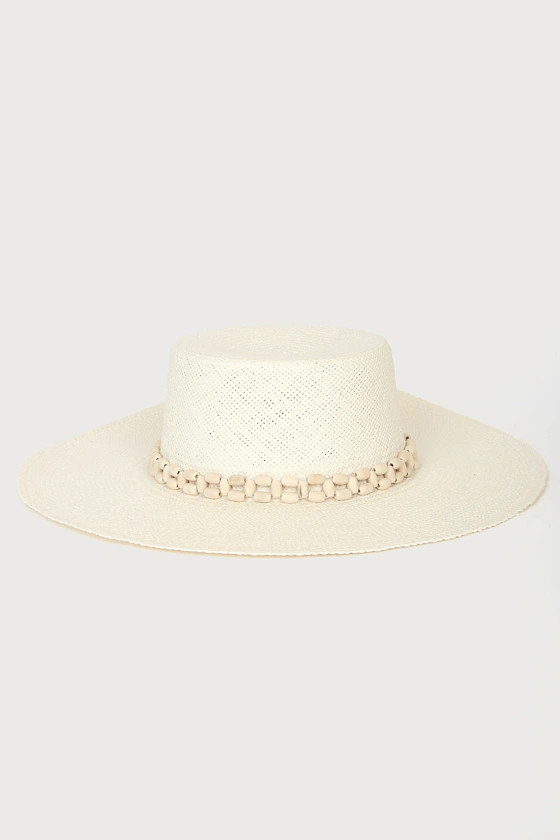 Beach Daze Cream Beaded Boater Hat | Lulus