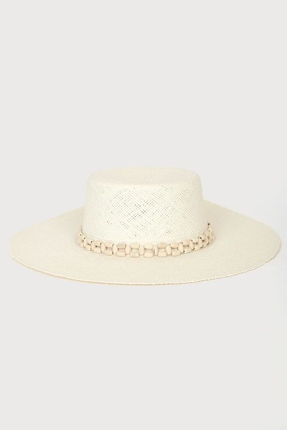 Beach Daze Cream Beaded Boater Hat | Lulus