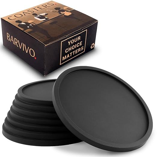 Barvivo Silicone Coasters with Holder Set of 8 - Cup Coasters for Indoor and Outdoor, Perfect Dur... | Amazon (US)
