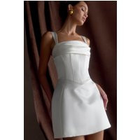 Isabel Satin Corset Mini Dress - White | MESHKI US