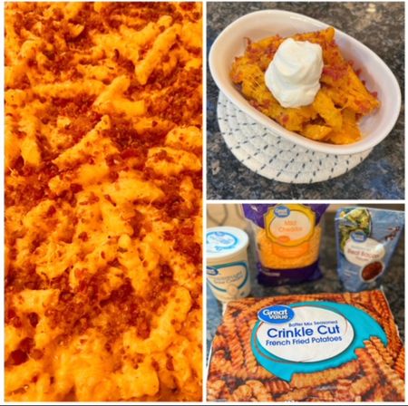 Shop all your game-day snack necessities at Walmart with low-price, quality private brands!!
#sponsored
#Walmart

🍟LOADED FRIES🍟
•Bake fries at 425 degrees for 15 minutes
•Top with cheese and bacon pieces 
•Bake at 425 for another 5 minutes until cheese is melted 
•Serve with sour cream and enjoy! 

[also amazing in the air fryer!] 

#LTKSeasonal #LTKfamily #LTKhome