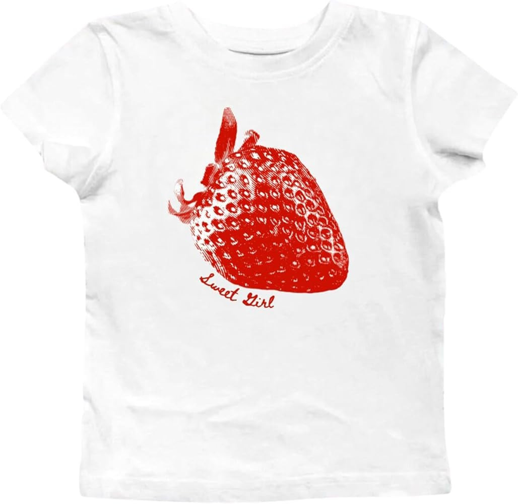Y2k Fruit Printed Baby Tee Graphic Crop Tops Women Teen Girl Short Sleeve Cropped Aesthetic Vinta... | Amazon (US)
