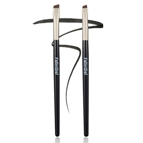FelinWel 2 Pcs Angled Eyeliner and Eyebrow Brushes Set, Ultra Thin Slanted Flat Angle Precision Makeup Brush | Amazon (US)