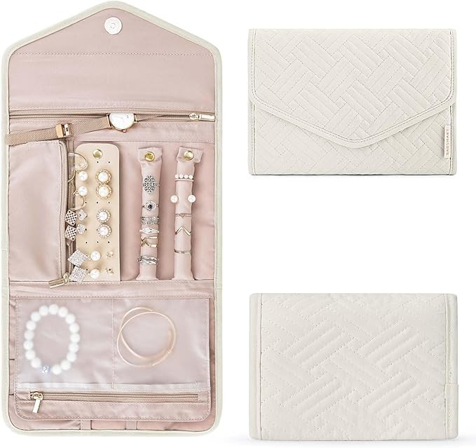 BAGSMART Travel Jewelry Organizer Roll Foldable Jewelry Case for Journey-Rings, Necklaces, Bracel... | Amazon (US)