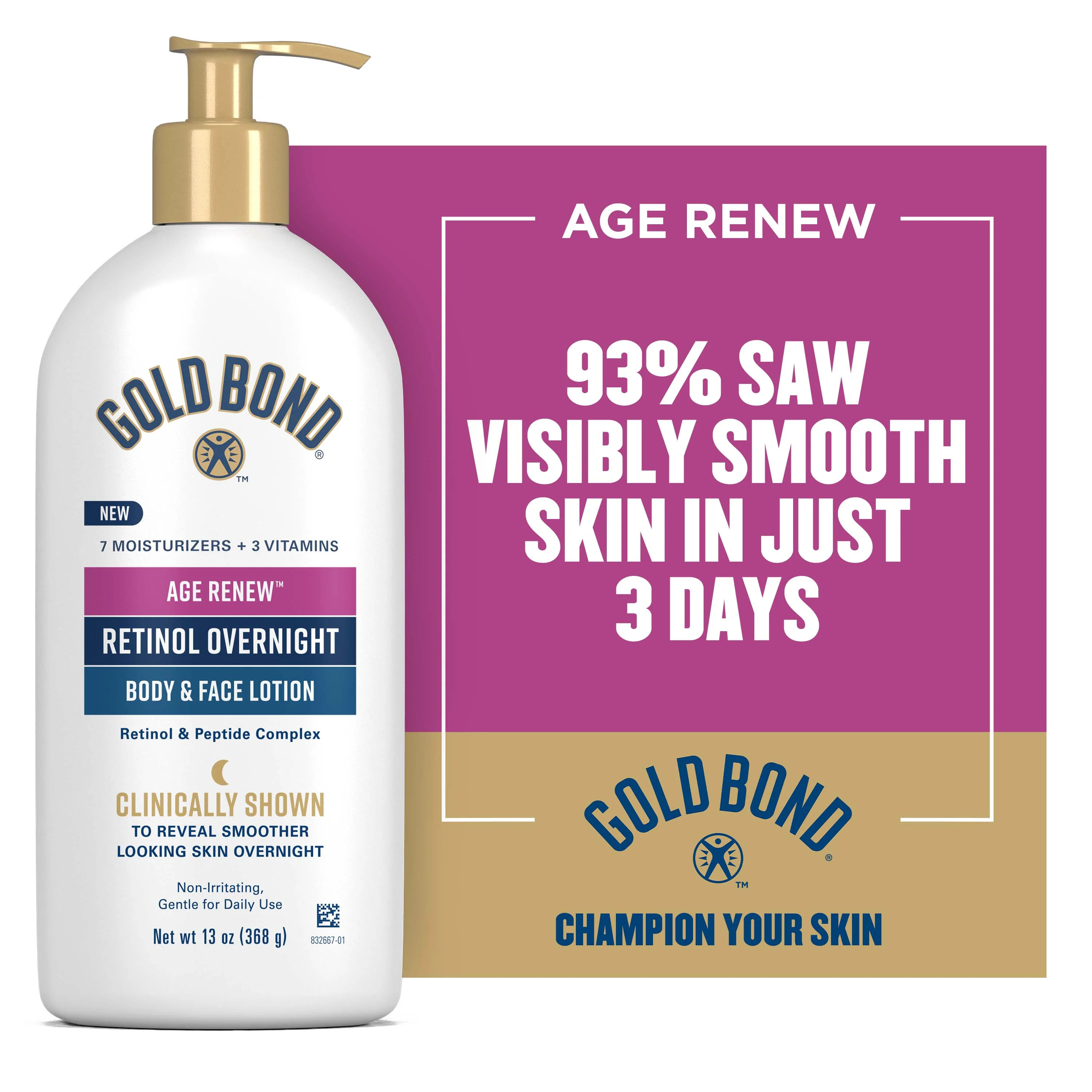 Gold Bond Age Renew Retinol Overnight Body & Face Lotion, 13 oz | Walmart (US)