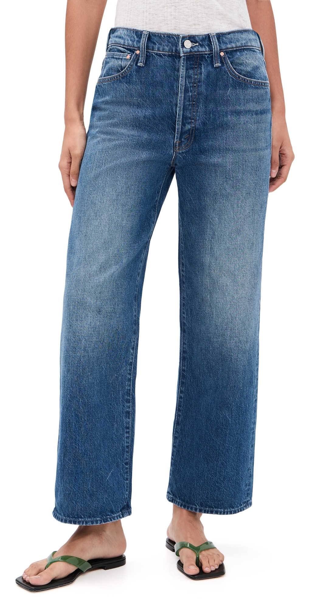 MOTHER The Dodger Button Flood Jeans Green Thumb 26 | Shopbop