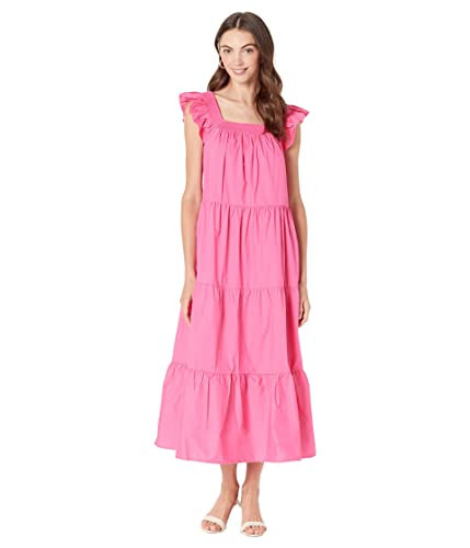 English Factory Women's Ruffle Detail Midi Dress, Fuchsia, M | Amazon (US)