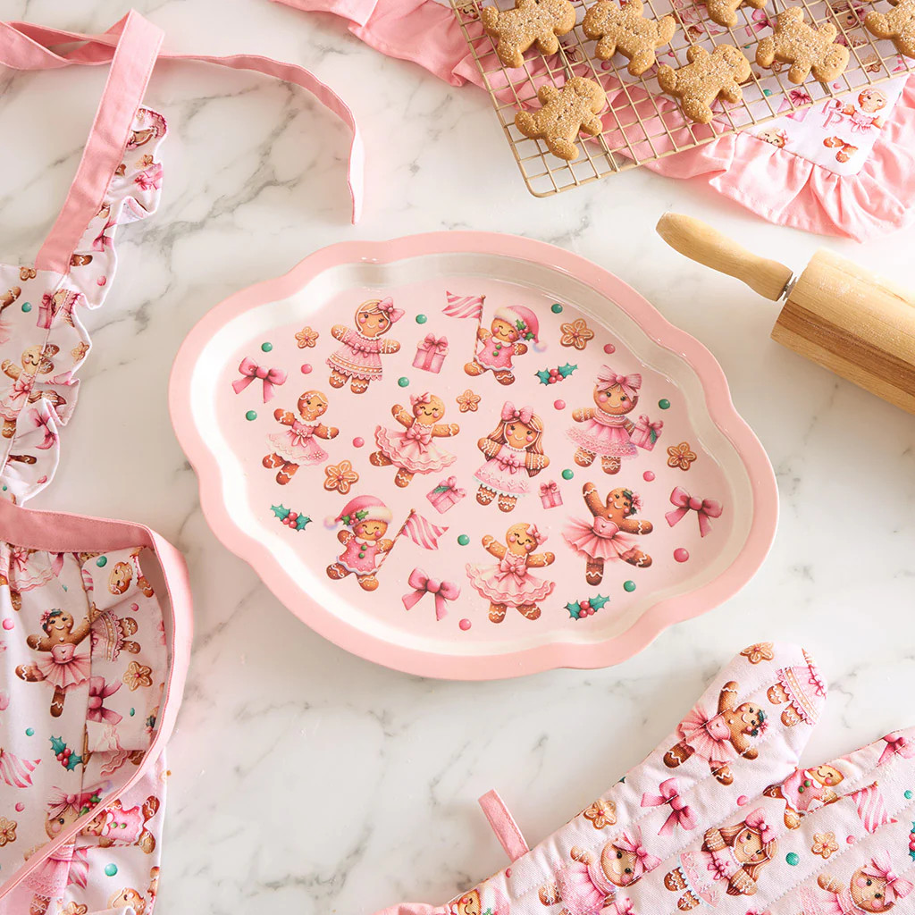 Gingerbread Pink Holiday Ginger Posh Server Platter | Posh Peanut® | Posh Peanut