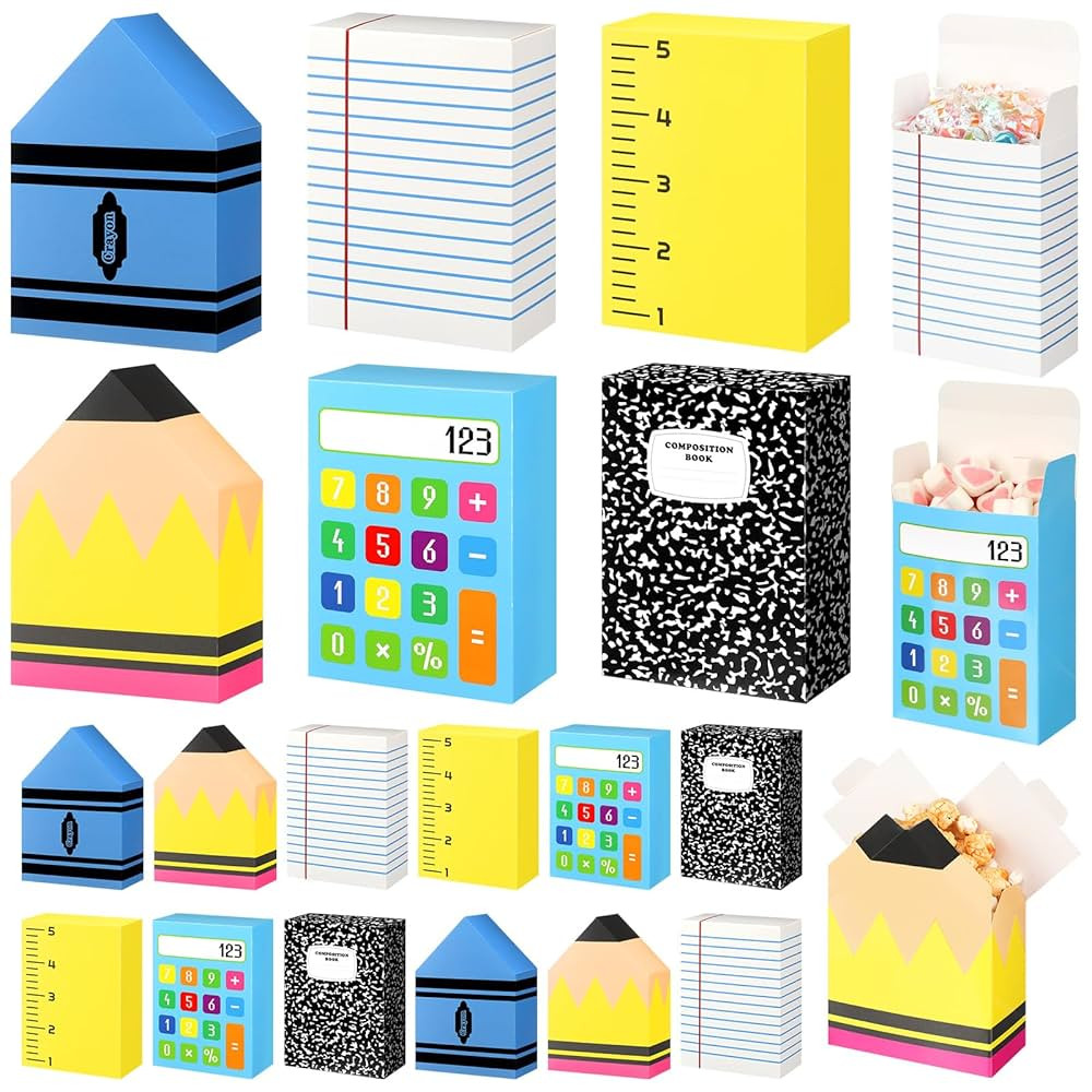 AmazingSpark 24 Pcs Back to School Treat Boxes First Day of School Pencil Crayon Gift Boxes Compo... | Amazon (US)