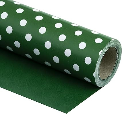 WRAPAHOLIC Reversible Wrapping Paper - Dark Green and Polka Dot Design for Birthday, Holiday, Wed... | Amazon (US)