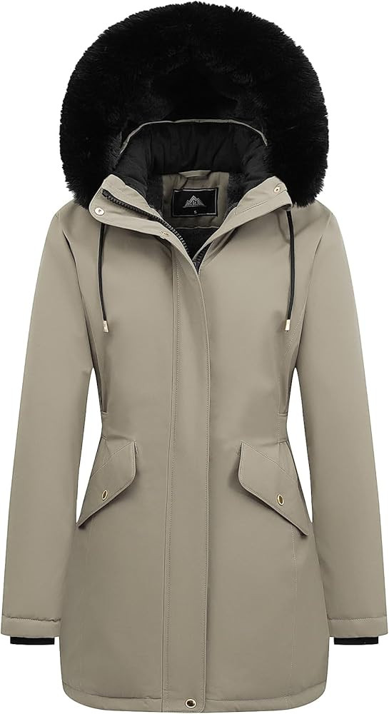 MOERDENG Women's Long Winter Down Coat Thicken Fleece Lined Parka Warm Puffer Jacket With Faux Fu... | Amazon (US)