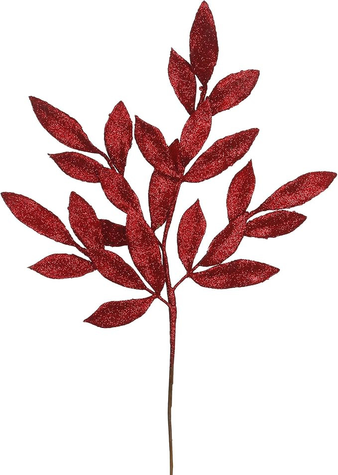 Vickerman 22" Red Glitter Bayleaf Artificial Spray - Includes 12 Sprays per Pack - Glitter Spray ... | Amazon (US)