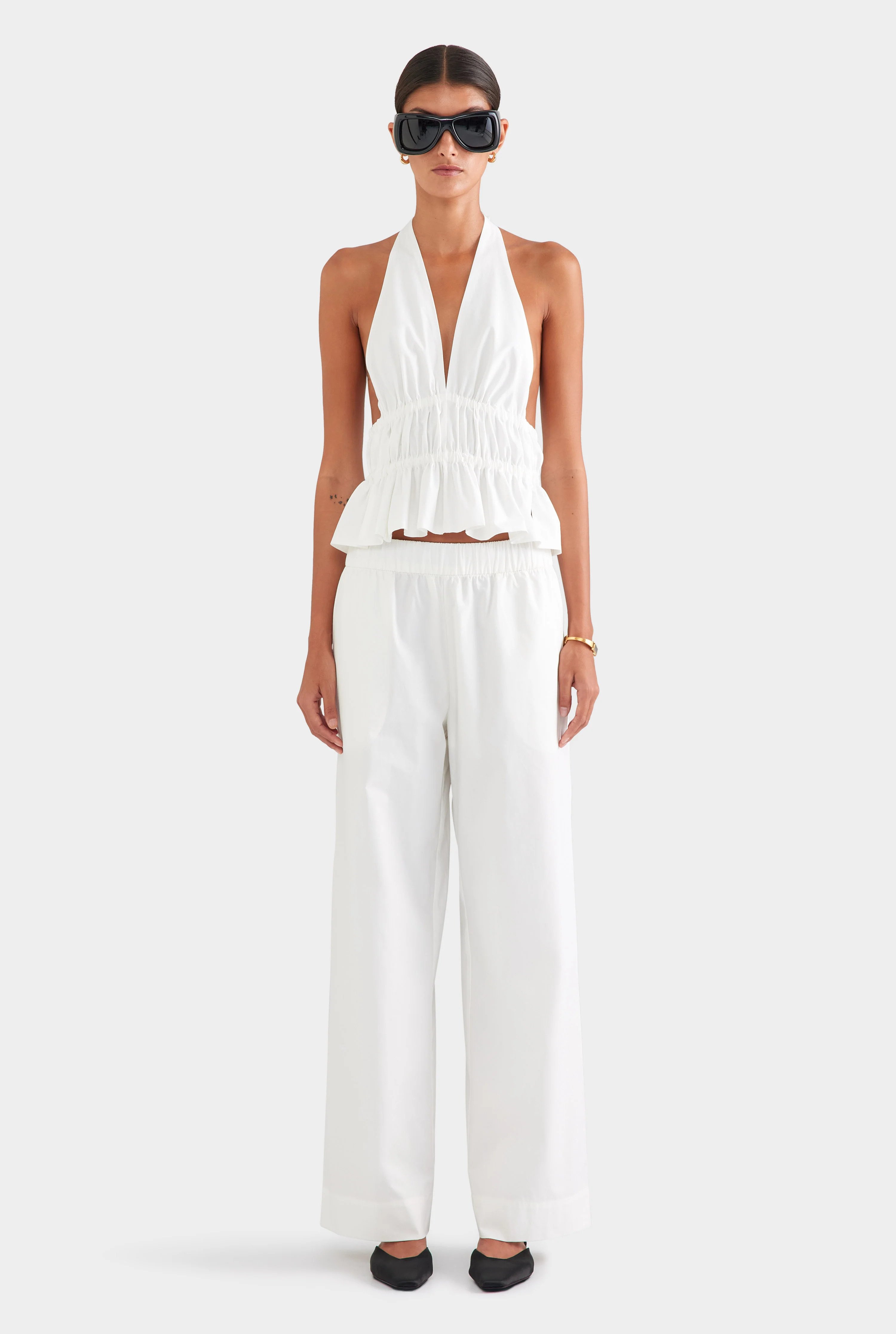 Womens Heavy Cotton Poplin Pant White | Venroy | Venroy AU