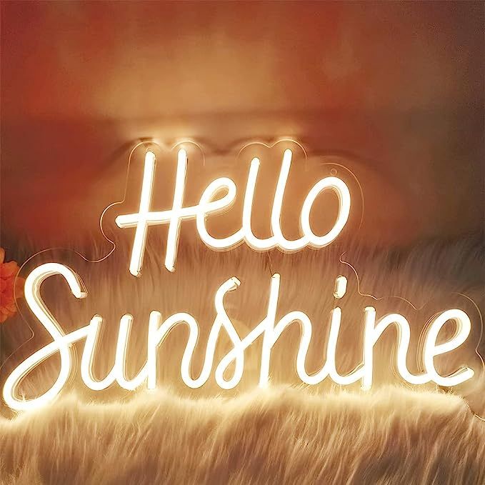 RXDYES Hello Sunshine Large Neon Signs for Room Decor,Warm White LED Neon Sign Decor for Bedroom,... | Amazon (US)