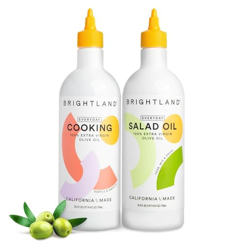 Brightland 100% Extra Virgin Oilive Oil Set, Everyday Cooking Set - Salad Oil & Cooking Oil for Tossing, Mixing, Dressing, High-Heat Sauteing, Roasting, Grilling & Baking - 25.4 FL Oz Squeeze Bottles | Amazon (US)