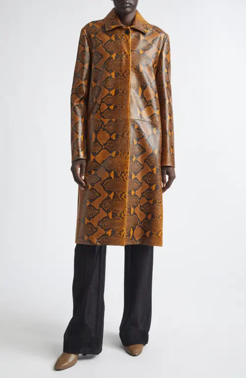 Proenza Schouler Leticia Python Print Coat in Gold Multi at Nordstrom, Size 4 | Nordstrom