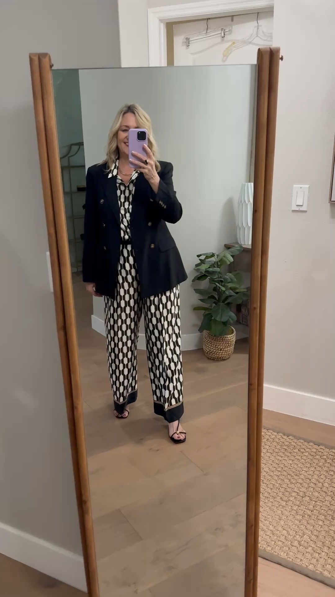 Love these patterned wide leg pants and top.  Wear together or as separates!  Work outfit, business casual outfit

#LTKWorkwear #LTKMidsize #LTKootd