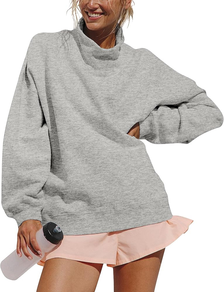 Womens Oversized Mockneck Sweatshirts Long Sleeve Turtleneck Pullover Casual Fall Drop Shoulder H... | Amazon (US)