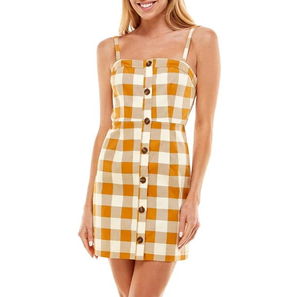 June & Hudson Women's Juniors Plaid Jumper - Walmart.com | Walmart (US)