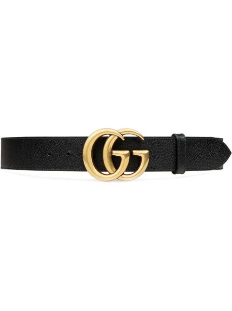 Leather belt with double G buckle | Farfetch (US)