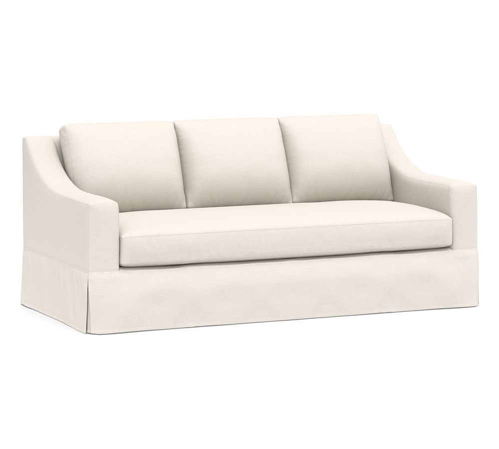 York Slope Arm Sofa 80.5" 3X1 Slipcover, Performance Chateau Basketweave Ivory | Pottery Barn (US)