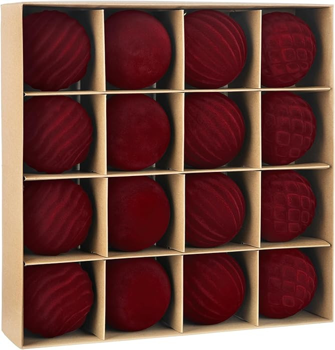 16 Pcs Velvet Christmas Ornaments Set, 3.15 Inch Burgundy Velvet Ornaments for Christmas Tree Dec... | Amazon (US)