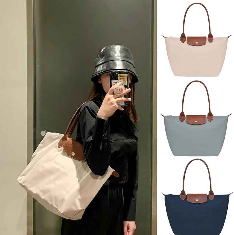 Women's Nylon Tote Bag, Large Capacity Waterproof Shoulder Bags, Spacious Handbag with Metal Zipp... | Amazon (US)